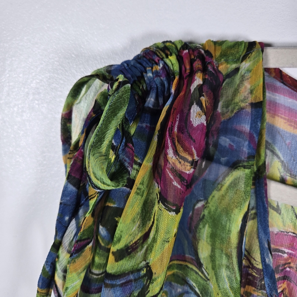 Vintage Avon Watercolor Floral Sheer Swimsuit Cover Up Dress Size Medium - Picture 4 of 13